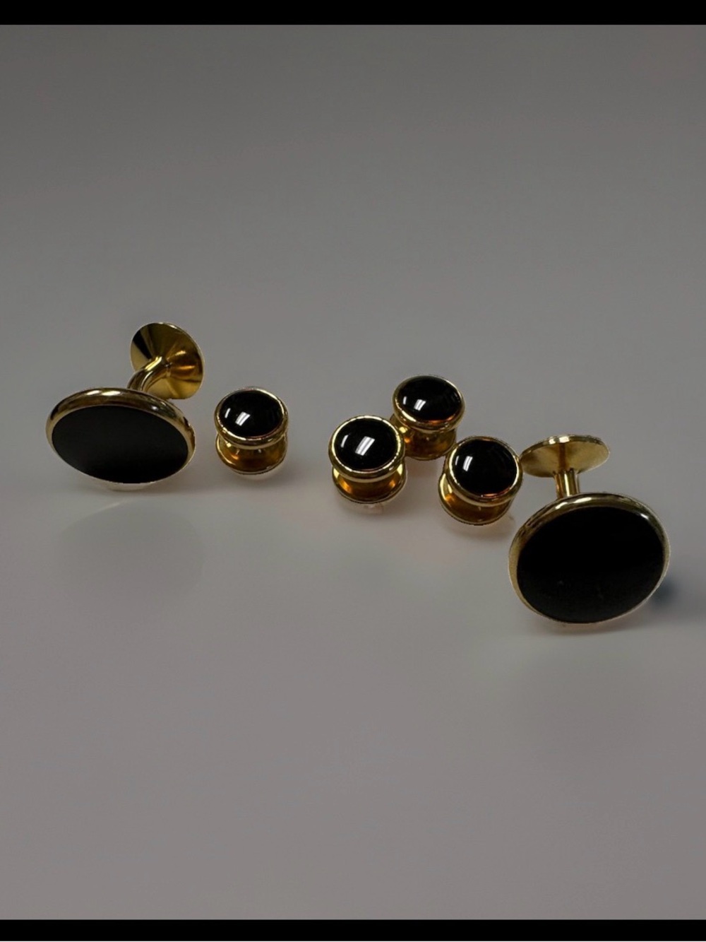 After Six Gold Tone and Black Cufflinks and Stud Set